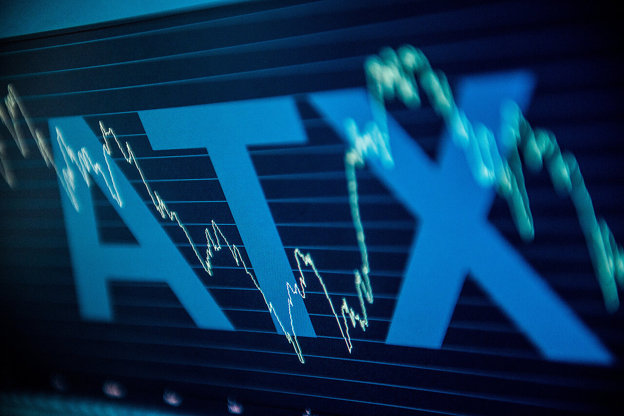 Wiener Börse Leitindex ATX Anzeige auf Bildschirm