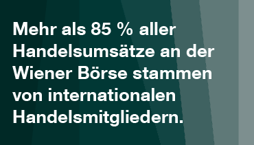 Mehr als 85 % der Handelsumsätze an der Wiener Börse stammen von internationalen Handeslmitgliedern.